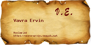 Vavra Ervin névjegykártya